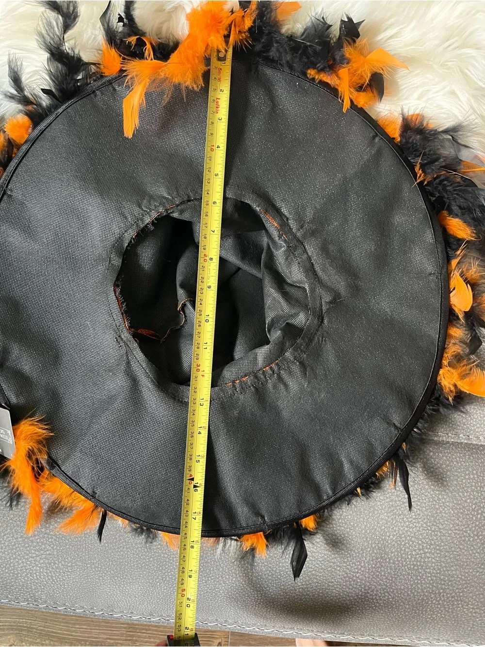 ADORABLE…Halloween Witch Hat with Black and Orange Feather Boa